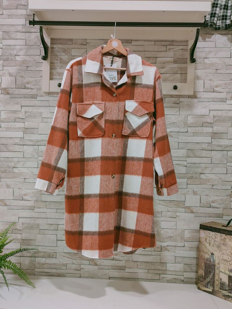 SOBRECAMISA LARGA CUADROS MARRON TALLA UNICA Bmdstyle